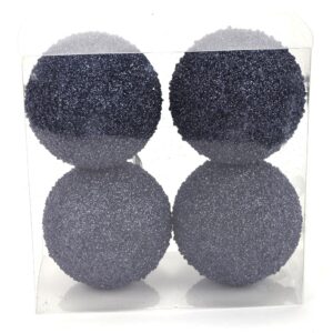Orn Ball Glittered, Navy Blue, 4in (S/4)