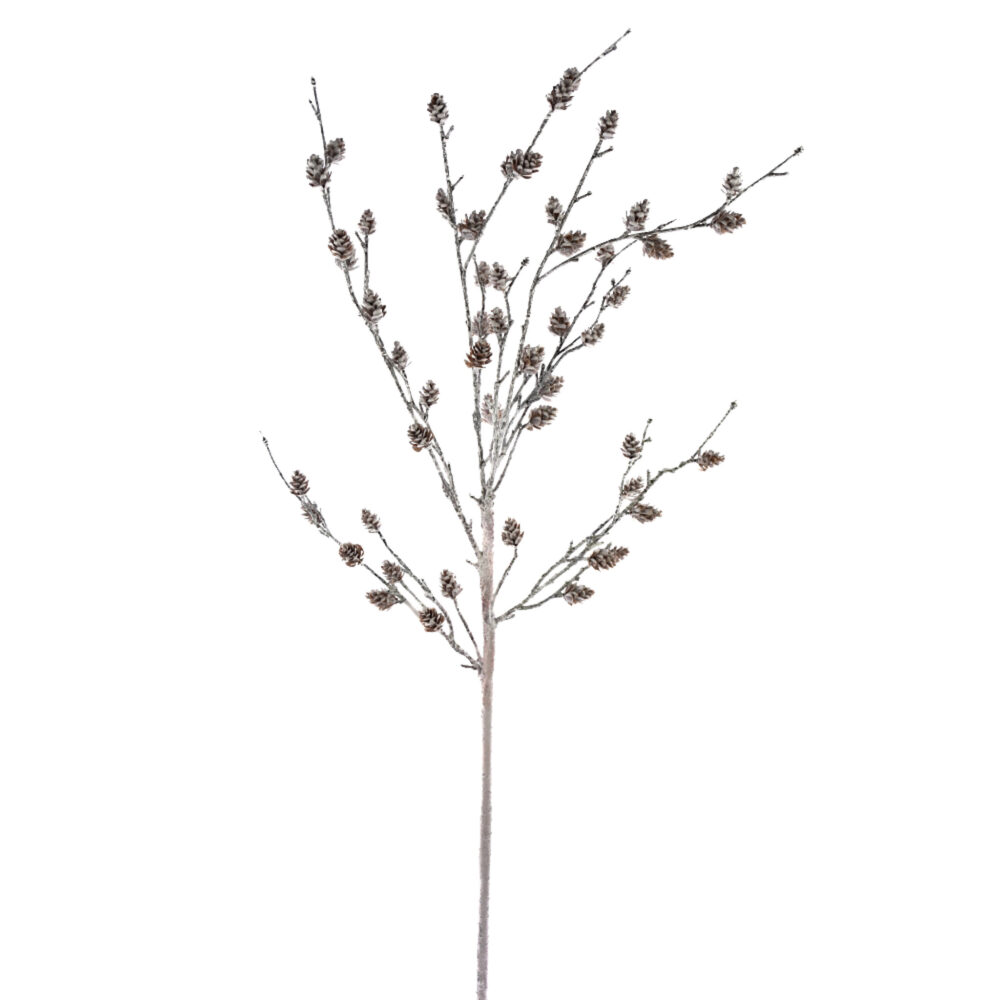 Cone Faux Birch Spray, Snowed, 32in