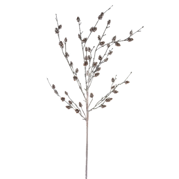 Cone Faux Birch Spray, Snowed, 32in