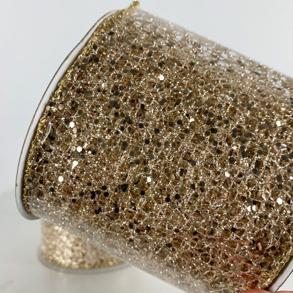 Ribbon Mesh Glitter, Gold, 4x10yd - Image 2