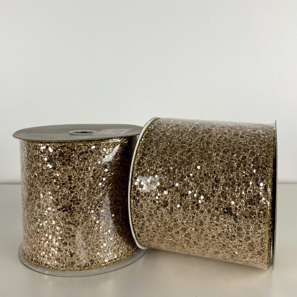 Ribbon Mesh Glitter, Gold, 4x10yd
