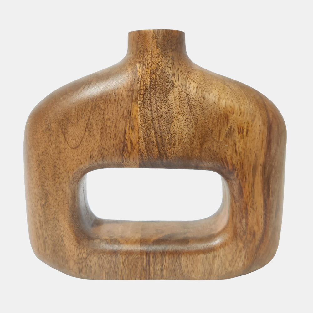 Wooden Vase Cut Out, Natural, 7in