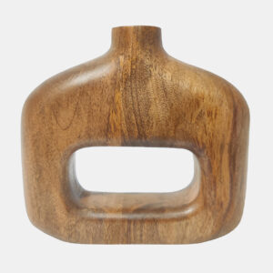 Wooden Vase Cut Out, Natural, 7in