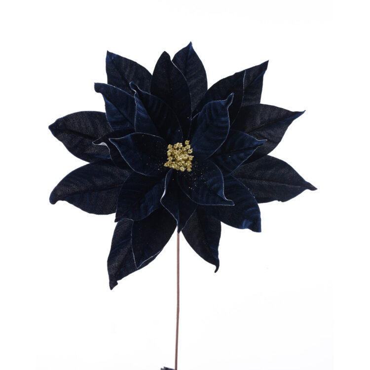 Poinsettia Velvet, Blue, 22in x 17in