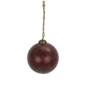 Orn Ball, Faux Metal Red, 4in
