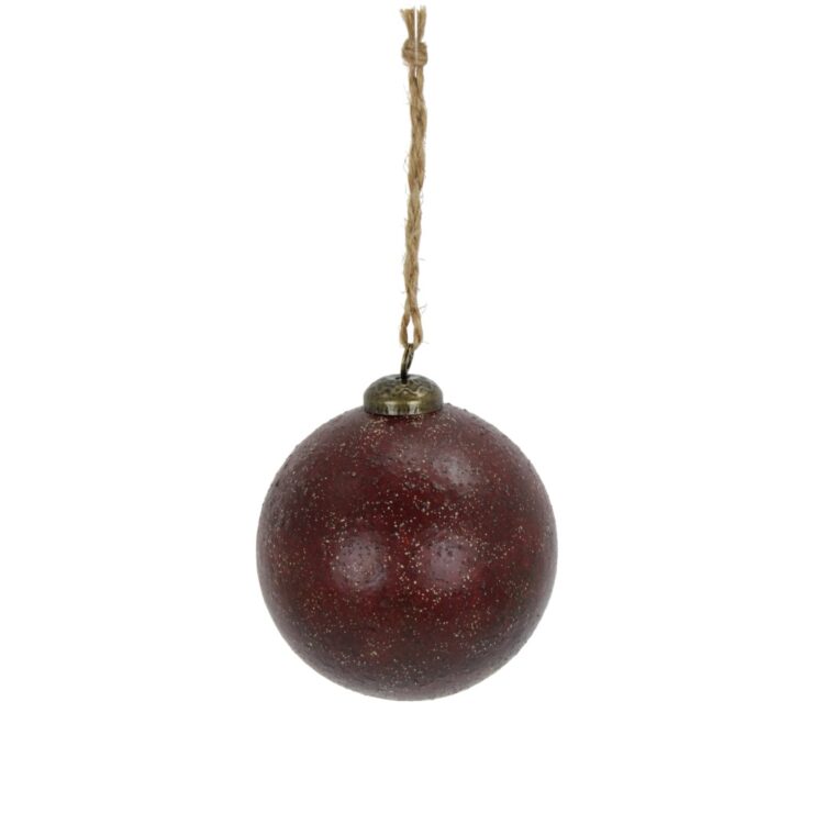 Orn Ball, Faux Metal Red, 4in