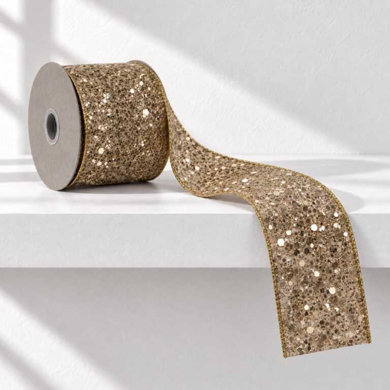 Ribbon Mesh Glitter, Gold, 4x10yd