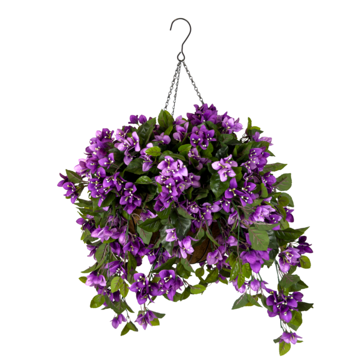 Bougainvillea Luxe Coco Basket w Hook, Purple, 24in