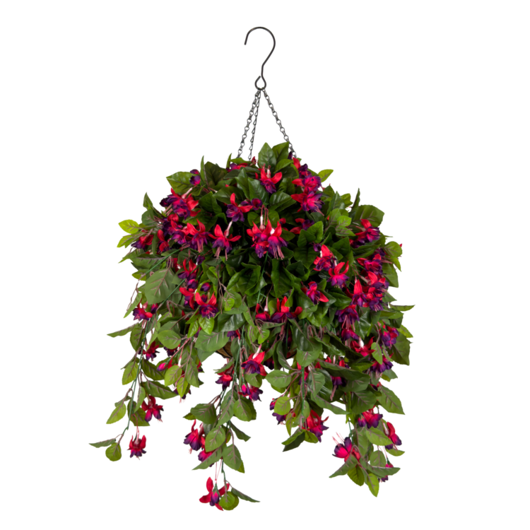 Fuchsia Luxe Coco Basket w Hook, Red, 24in