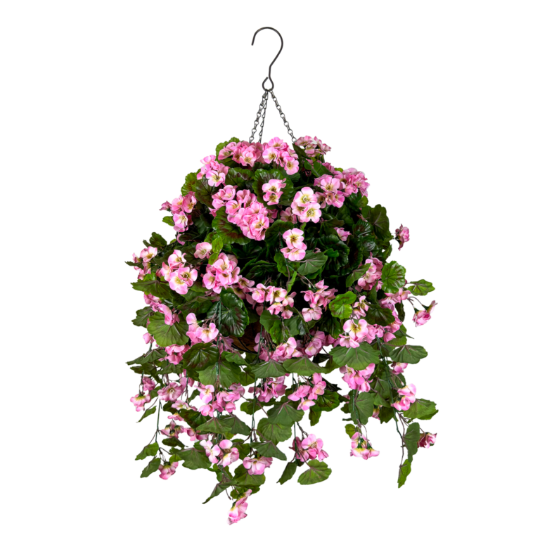Geranium Luxe Coco Basket w Hook, Pink, 24in