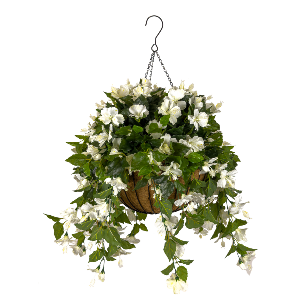 Hibiscus Luxe Coco Basket w Hook, White, 24in