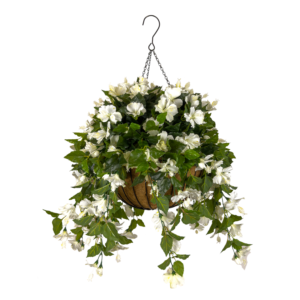 Hibiscus Luxe Coco Basket w Hook, White, 24in