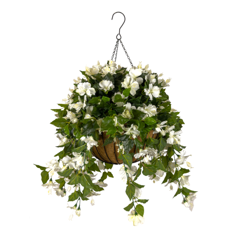 Hibiscus Luxe Coco Basket w Hook, White, 24in