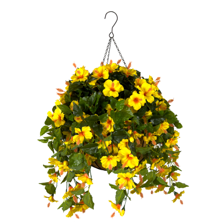 Hibiscus Luxe Coco Basket w Hook, Yellow, 24in