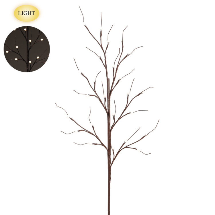Twig Branch with Lights, Brown, 37in
