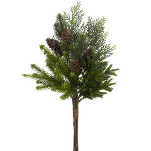 Pine Mix Bouquet w/ Cone, Green, 18.5in
