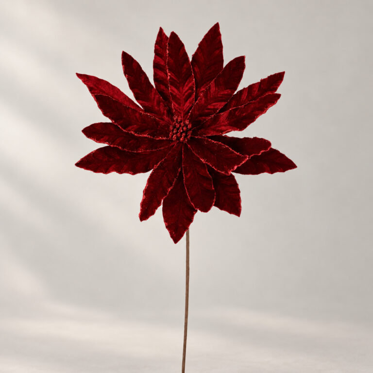 Red velvet flower pick, 22in