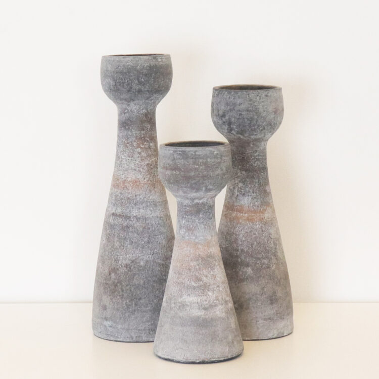Palma Candle Holders Hand-Crafted Terracotta