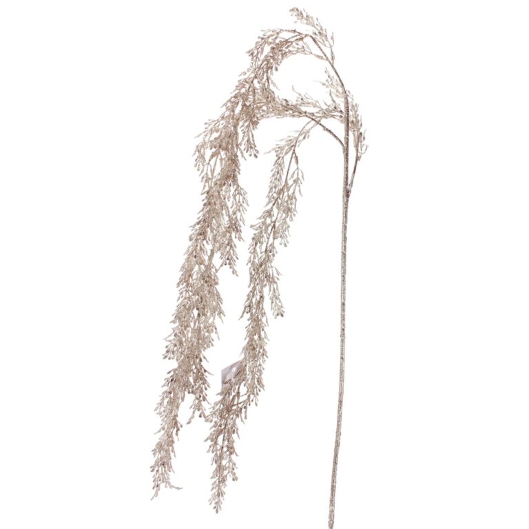 Glitter Mini Boxwood Spray, Silver, 50in