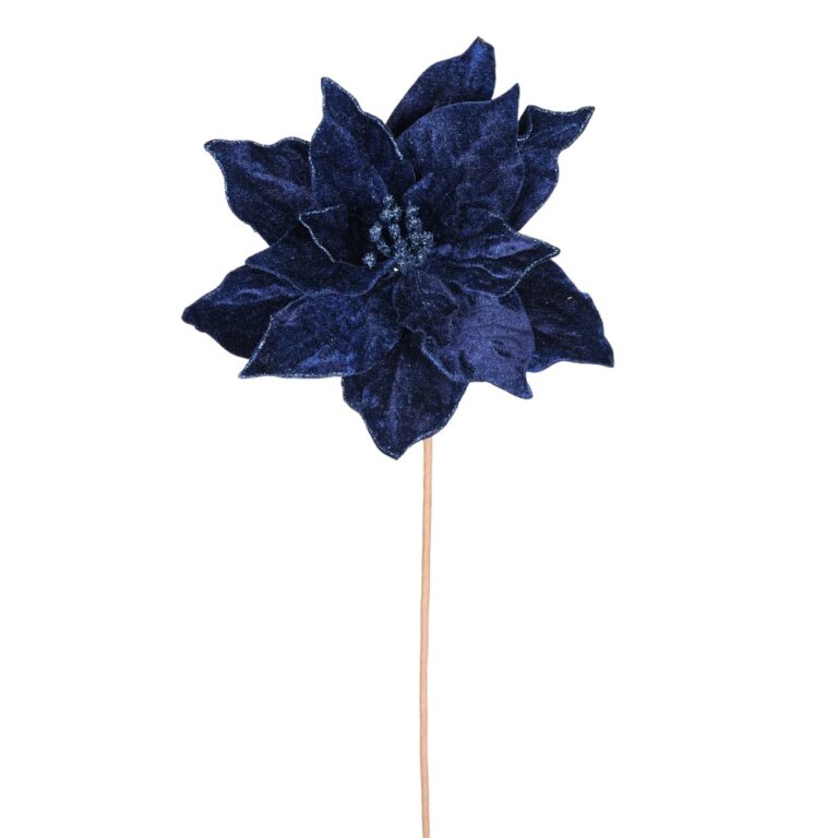 Poinsettia Velvet, Blue, 20in