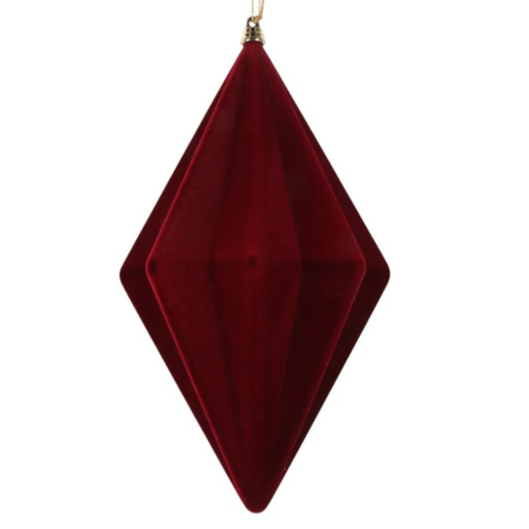 Flocked Drop Ornament, Burgundy, 12in