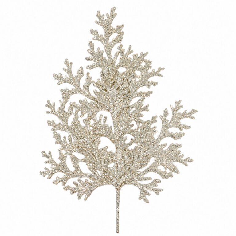 Glitter Flat Cedar Spray, Silver, 21in