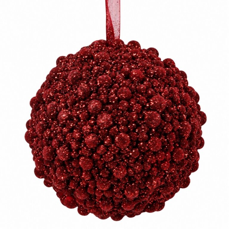 Glitter Berry Orb Ornament, Burgundy, 5in