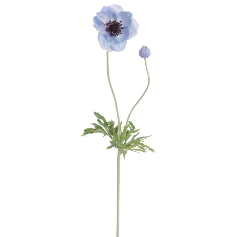 Anemone Spray With Bud, Blue, 25in