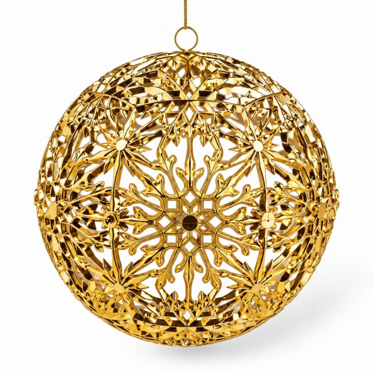 Filigree + Rhinestone Orb Ornament, Gold, 8in