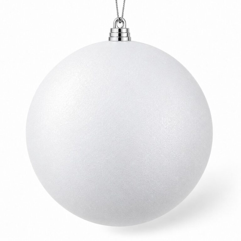 Glittered Orb Ornament, White, 6in