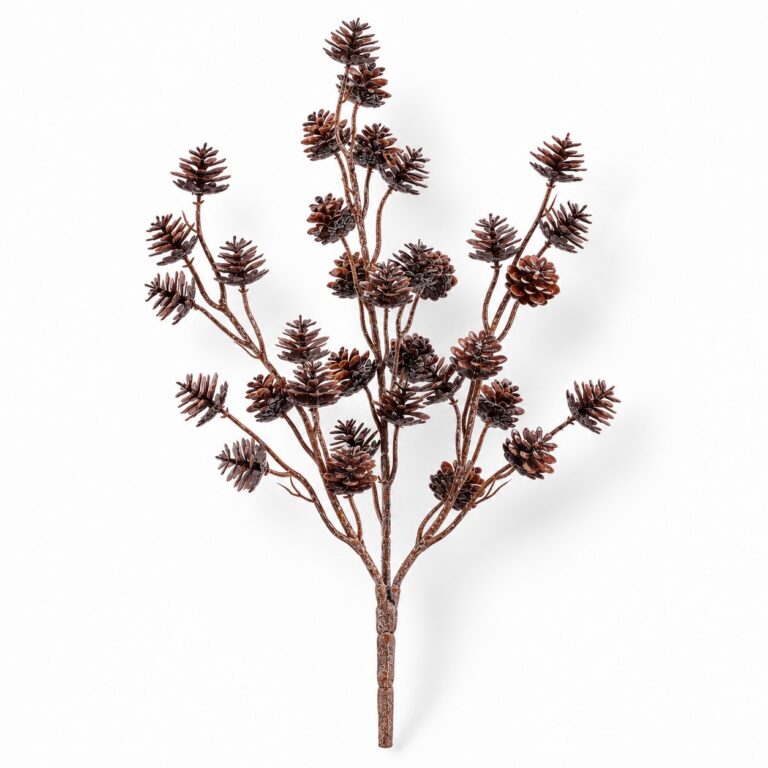 Mini Pine Cone Bush x3, Gold, 14in
