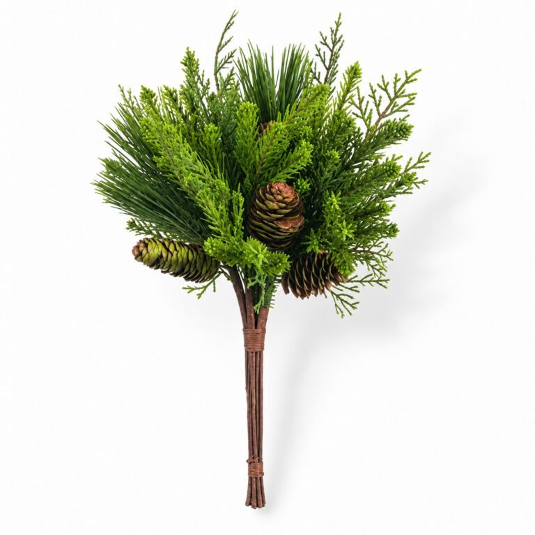Pine + Cedar + Pine Bouquet Cone, Green. 17in