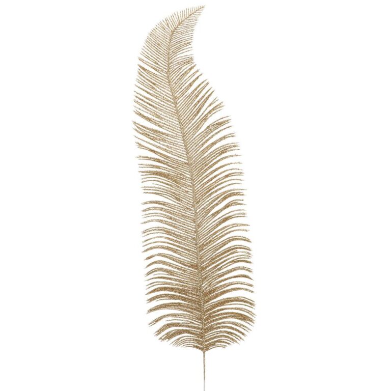 Glittered Plastic Feather, Champagne Gold, 24in