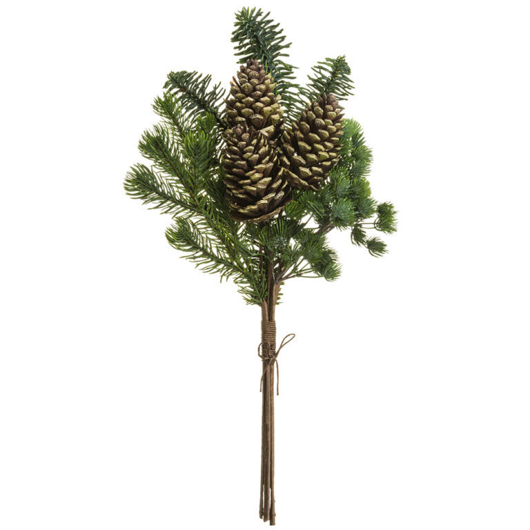 Pine + Cone Bundle x6, Green, 18in