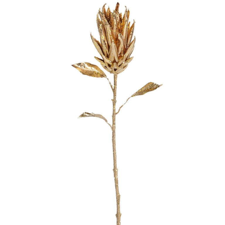 Glitter Metallic Protea Spray, Gold, 29in