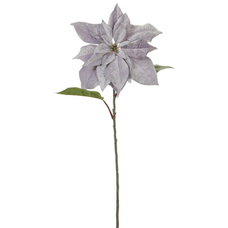 Velvet Poinsettia Spray, Lavender, 28in