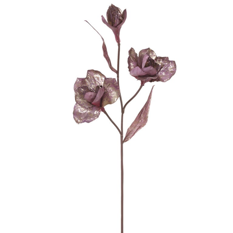 Glittered Amaryllis Spray, Purple, 27.5in