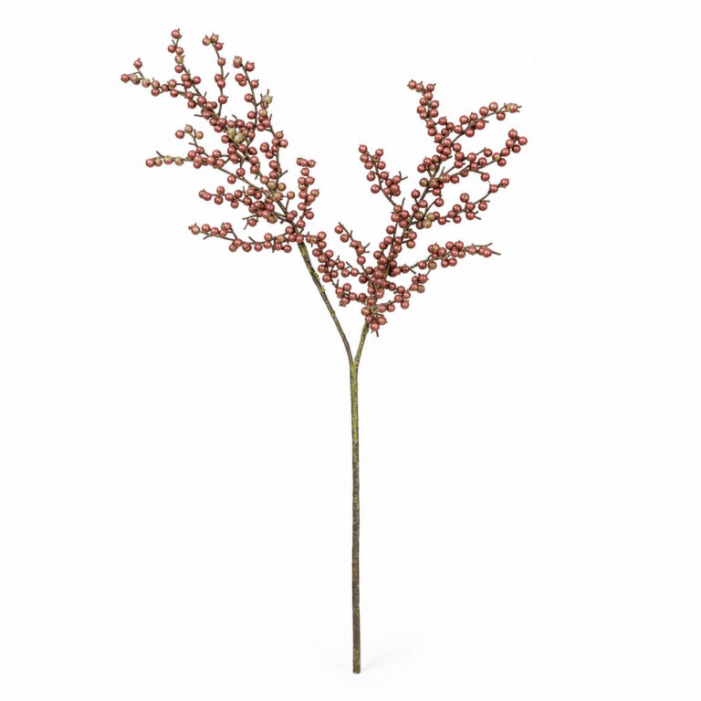 Artificial berry branch with clusters of small reddish-brown berries on slender branching stems
