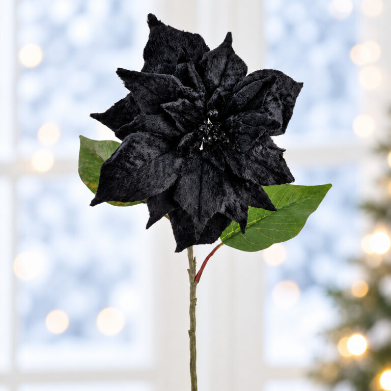 Black fur poinsettia stem, 28in