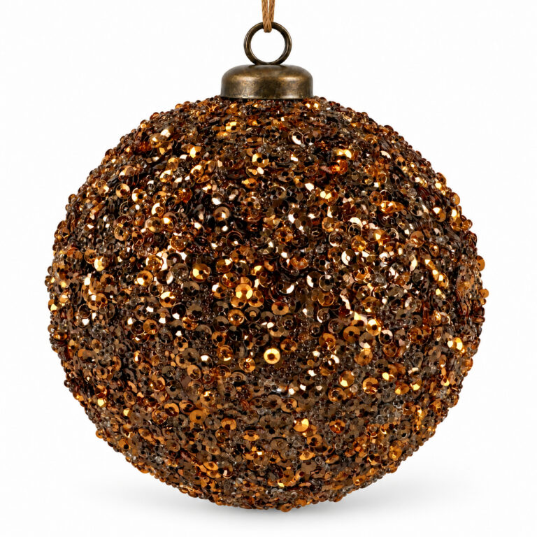 Brown Glitter Sequin Orb Ornament, 4 inches (SKU: 234735)
