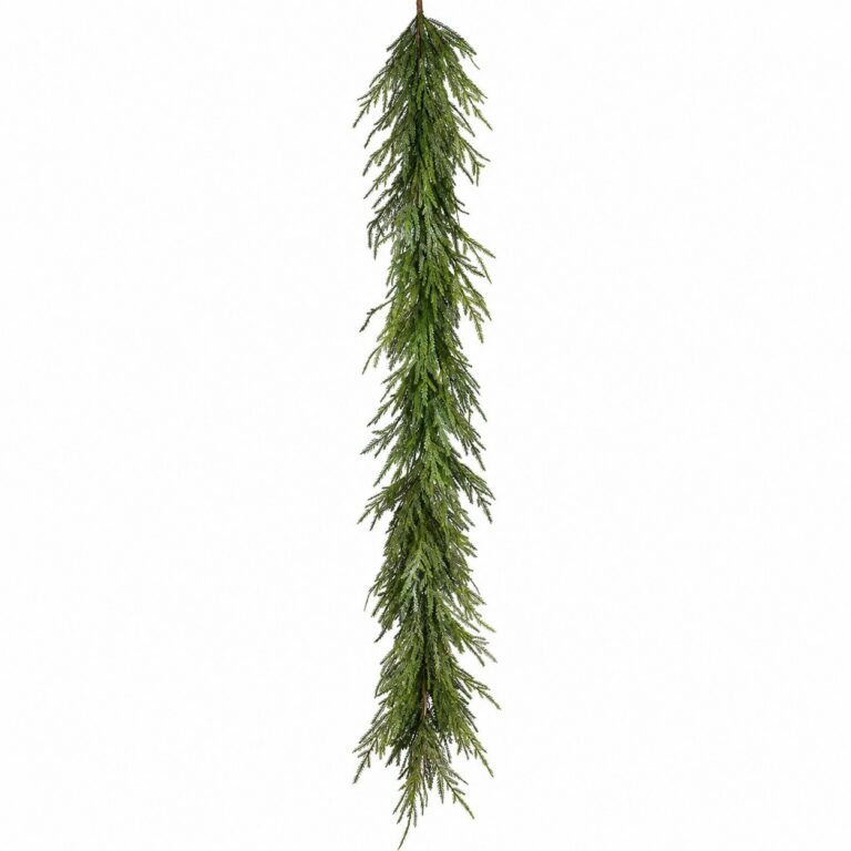 Green glittered cypress double garland, 6 ft