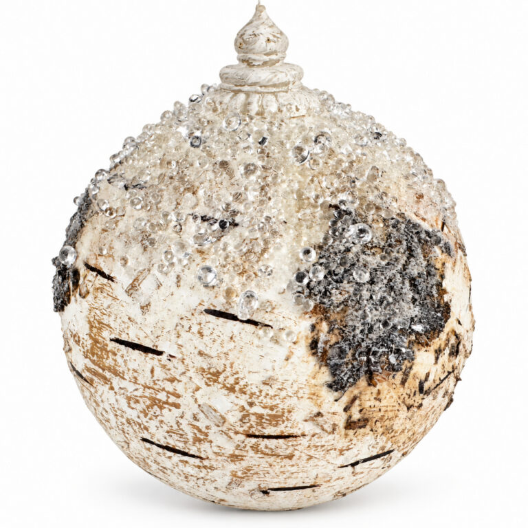 Cream Iced Birch Orb Ornament, 5.5 inches (SKU: 253837)