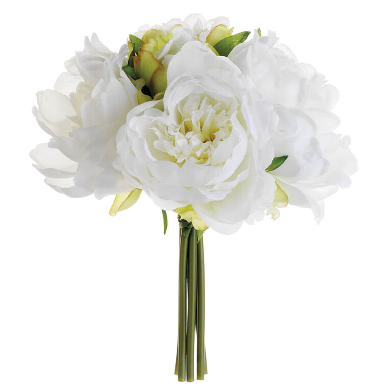 Peony Bouquet, White, 9.5in