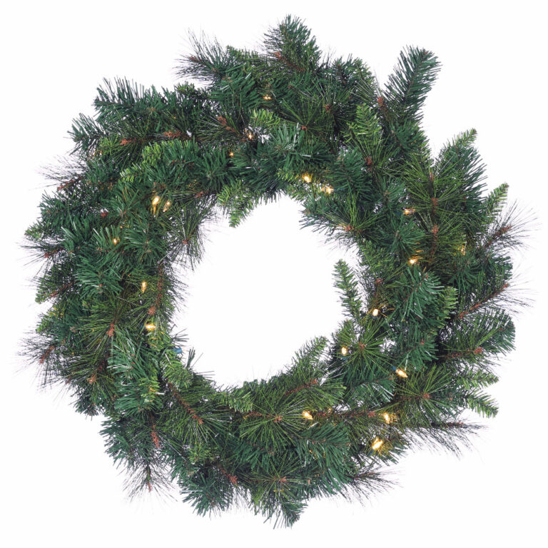 Savannah Pine Wreath w/ Warm White LED Lights, 48in