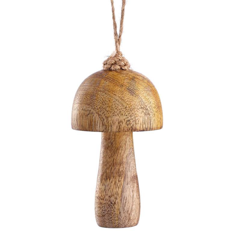 Wooden Mushroom Ornament, Wood, 4.5in
