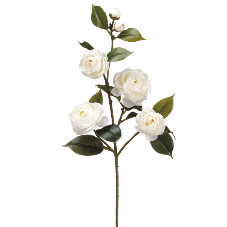 Camellia Spray, White, 29in