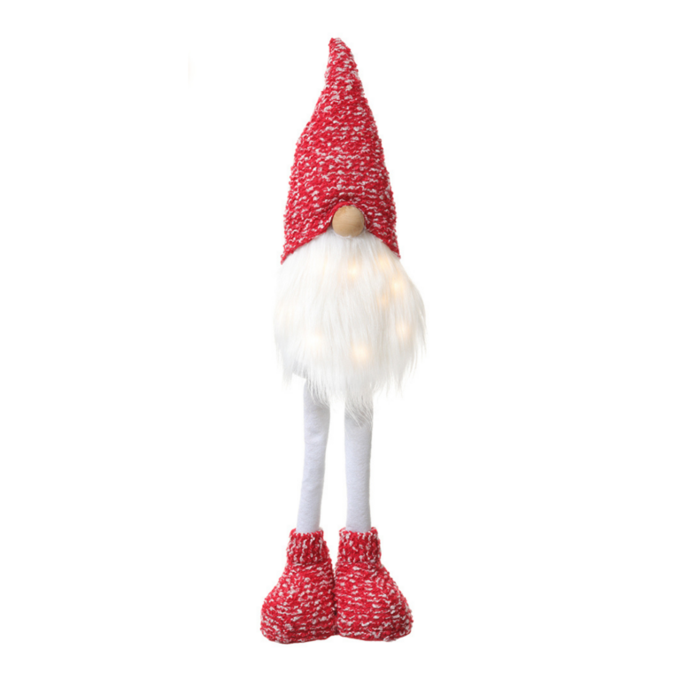 Gnome with Lights, Red/White, 17.5