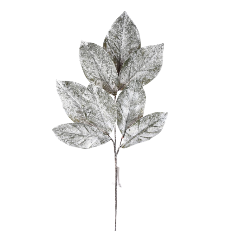 Magnolia Leaf Snowed, Green, 32in