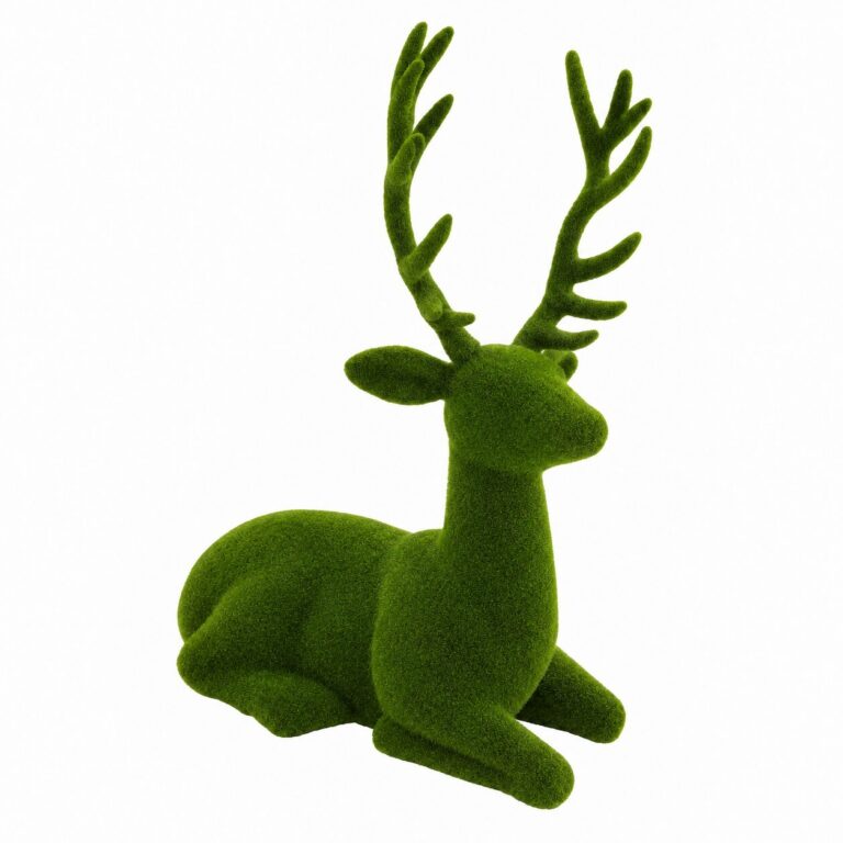 Moss Deer Sitting, Green, 36in