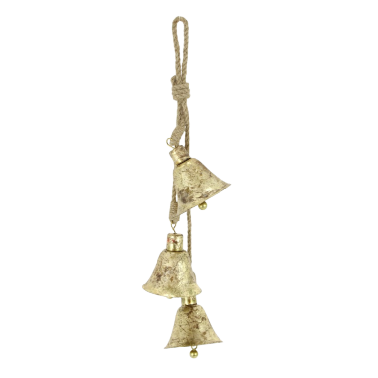 Iron Bells Jute Ornament, Gold, 16in